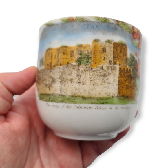 Vintage The Ruins of the Columbus Palace in St. Domingo German Teacup Mug